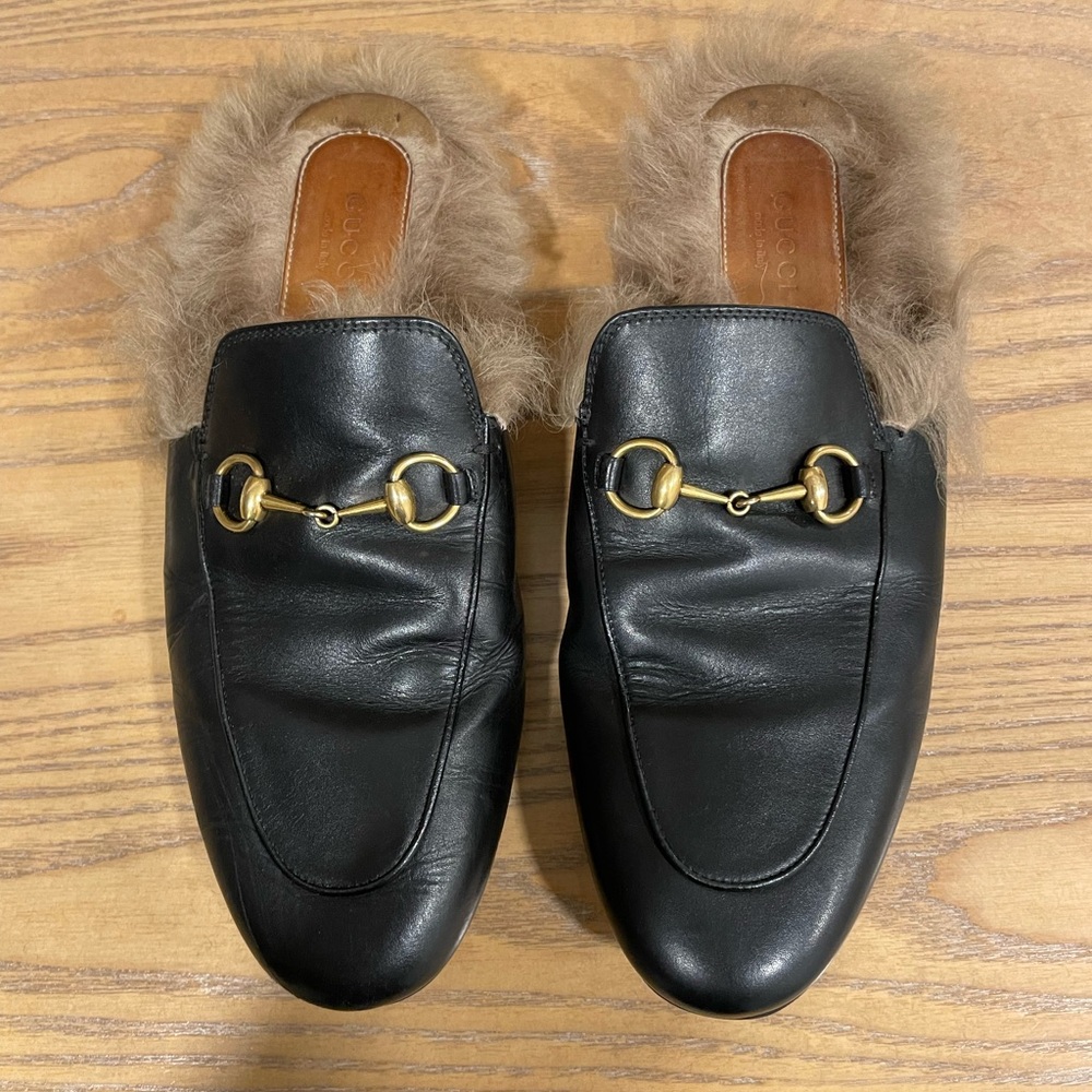 Gucci $995 Auth 8 US 38 EU Black Princetown Mules